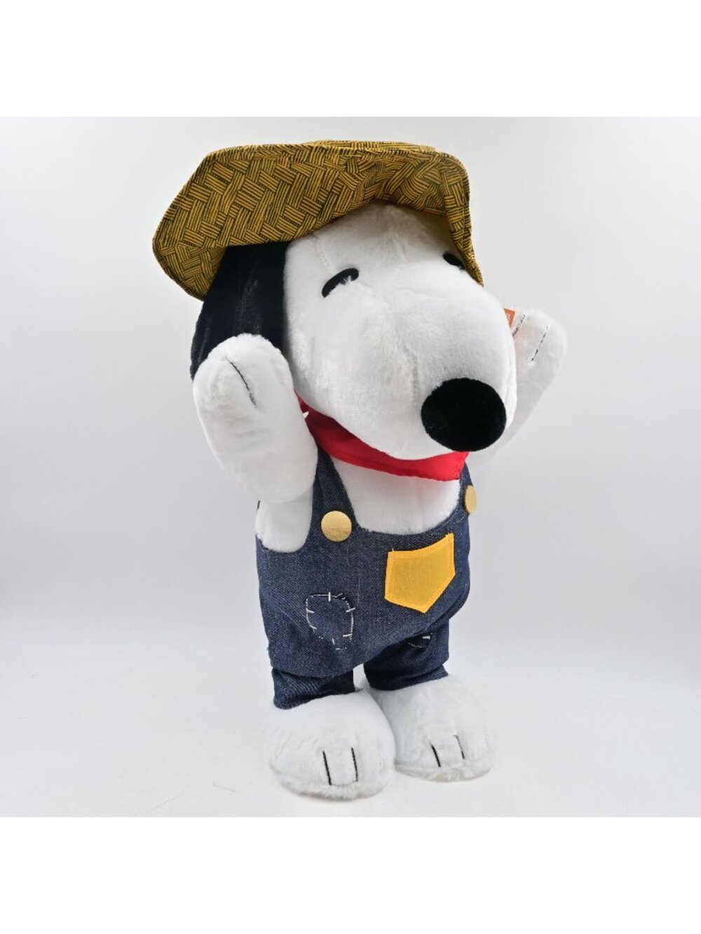 Gemmy Peanuts Snoopy Fall Harvest Door Greeter Plush Overalls Straw Hat New